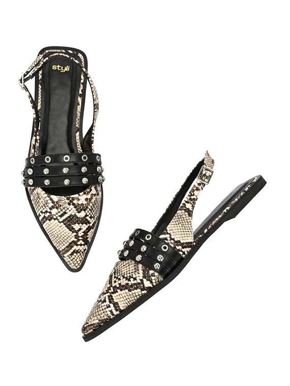 women animal print back strap flats - 22083539 - Standard Image - 3