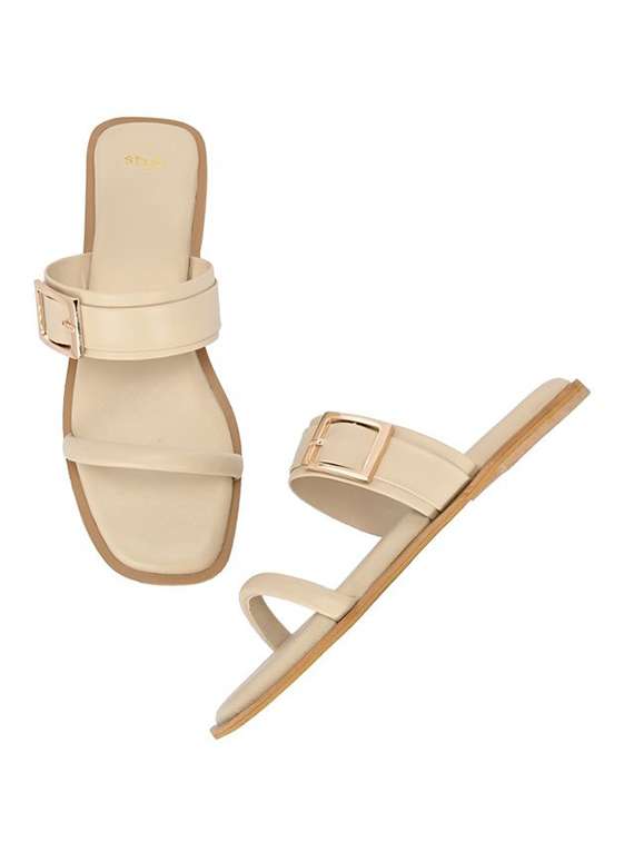 women beige slip on flat sandal - 22083541 - Standard Image - 3