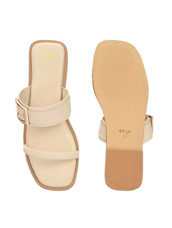 women beige slip on flat sandal - 22083541 - Standard Image - 5