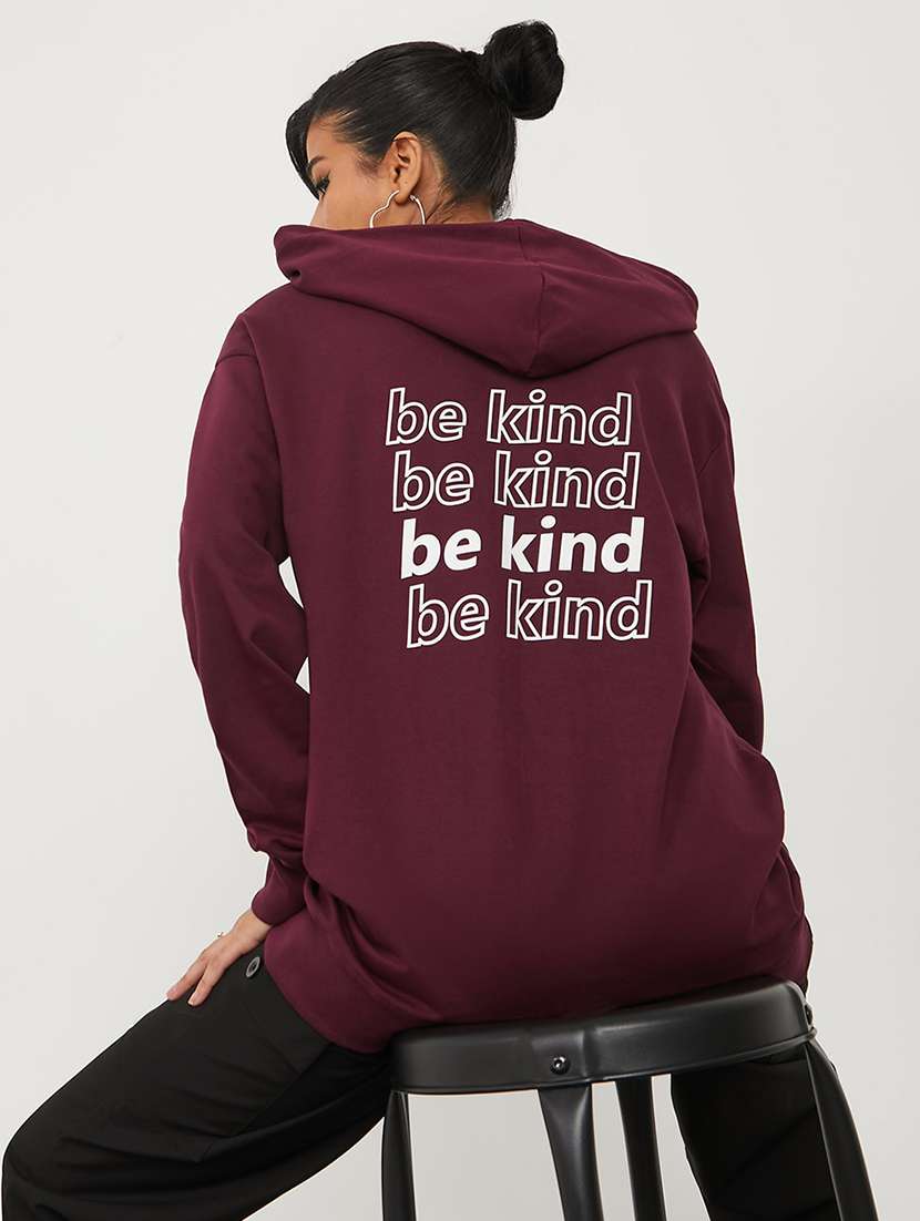 women printed long sleeve hooded sweatshirt