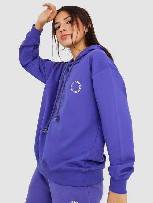 women solid long sleeve hooded sweatshirt - 22083543 - Standard Image - 0