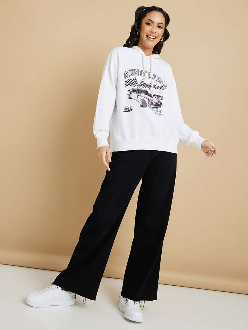 white cotton front print sweatshirt - 22083545 -  Standard Image - 3