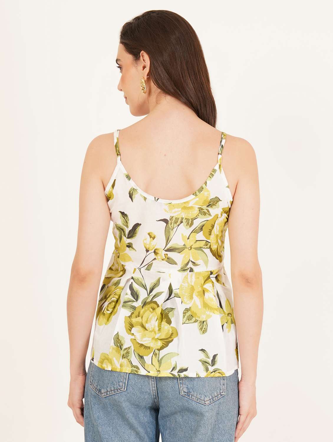 women printed shoulder strap peplum top - 22083635 - Standard Image - 5