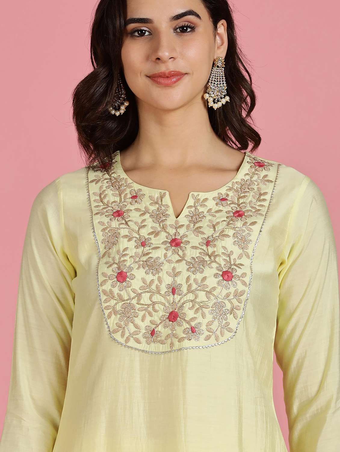 women embroidered three quarter sleeve kurta pant with dupatta set - 22083654 -  Standard Image - 5