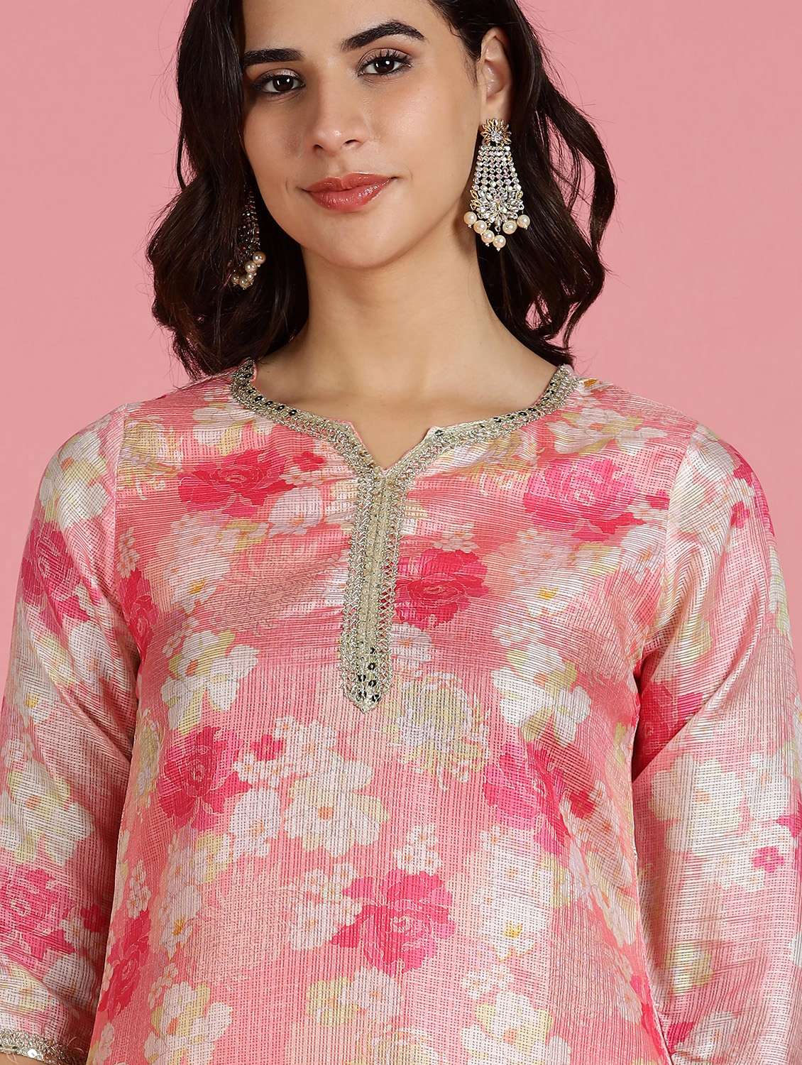 women three quarter sleeve kurta pant with dupatta set - 22083655 -  Standard Image - 5