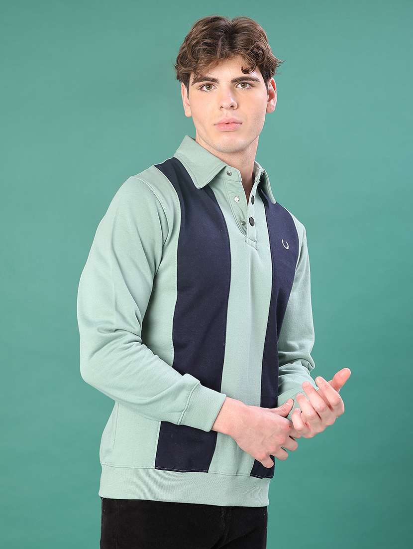 men color block long sleeve regular fit sweatshirt - 22083883 -  Standard Image - 3