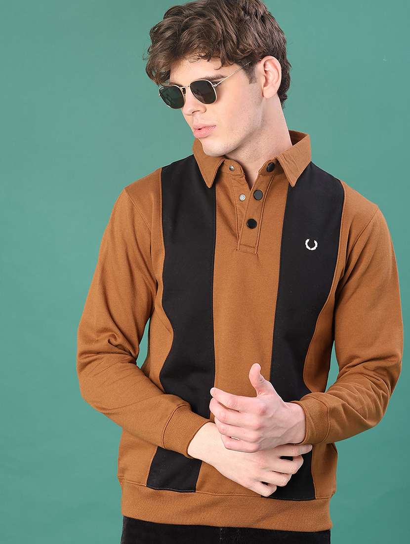 men color block long sleeve regular fit sweatshirt