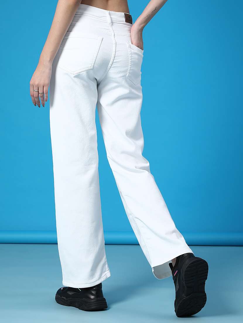 women solid high rise straight fit jean - 22083923 -  Standard Image - 3