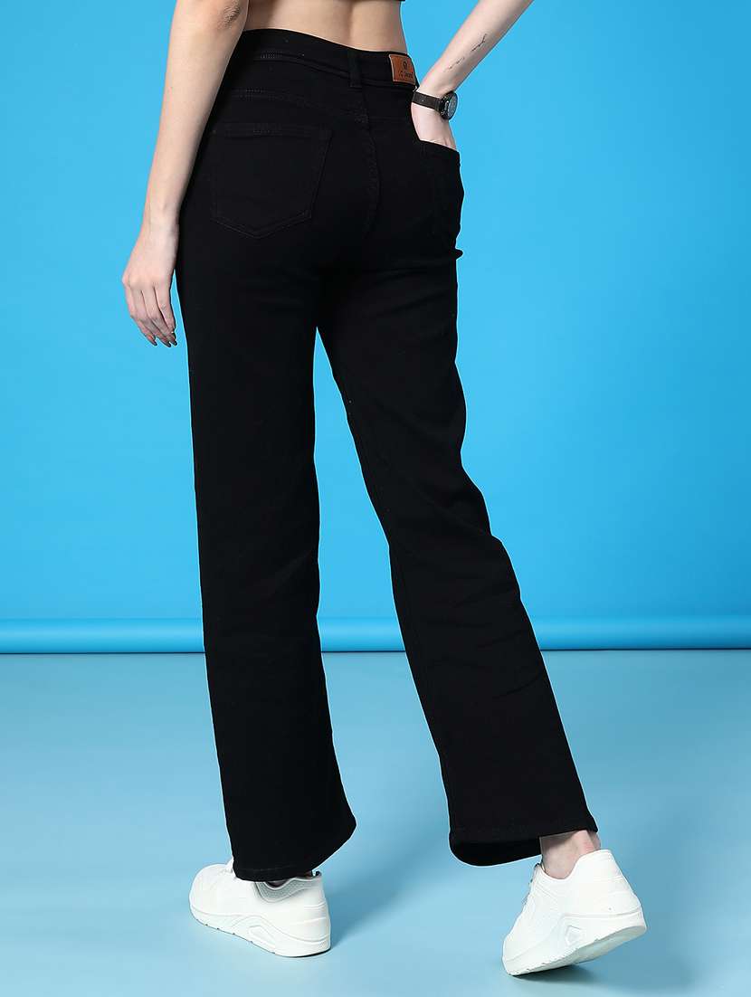 women solid high rise straight fit jean - 22083927 -  Standard Image - 3