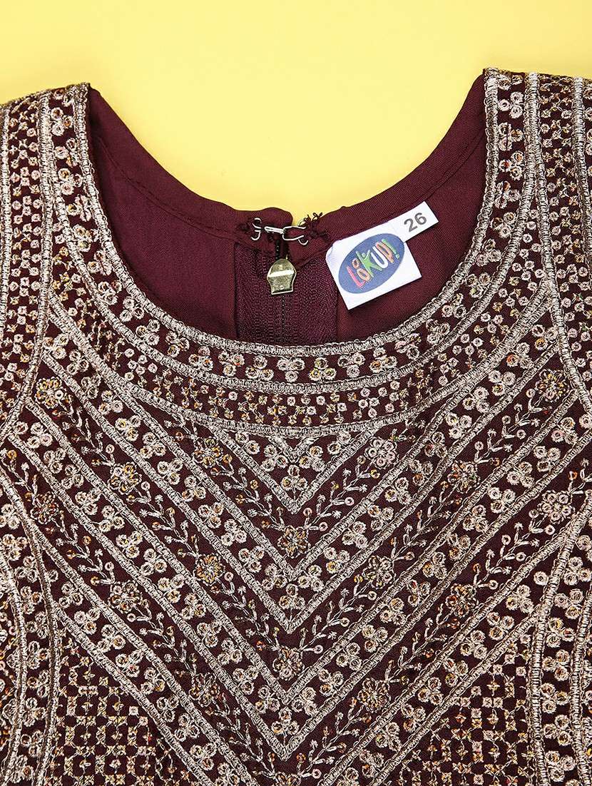 girls solid with work sleeveless lehenga choli set - 22083950 -  Standard Image - 3