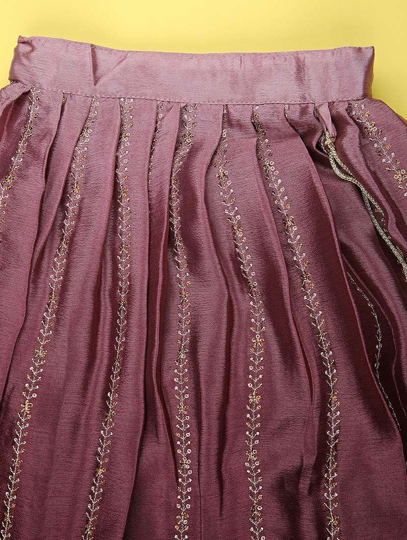 girls solid with work sleeveless lehenga choli set - 22083950 -  Standard Image - 5