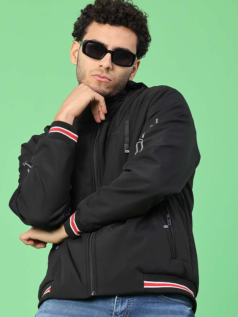 men solid long sleeve lightweight bomber jacket