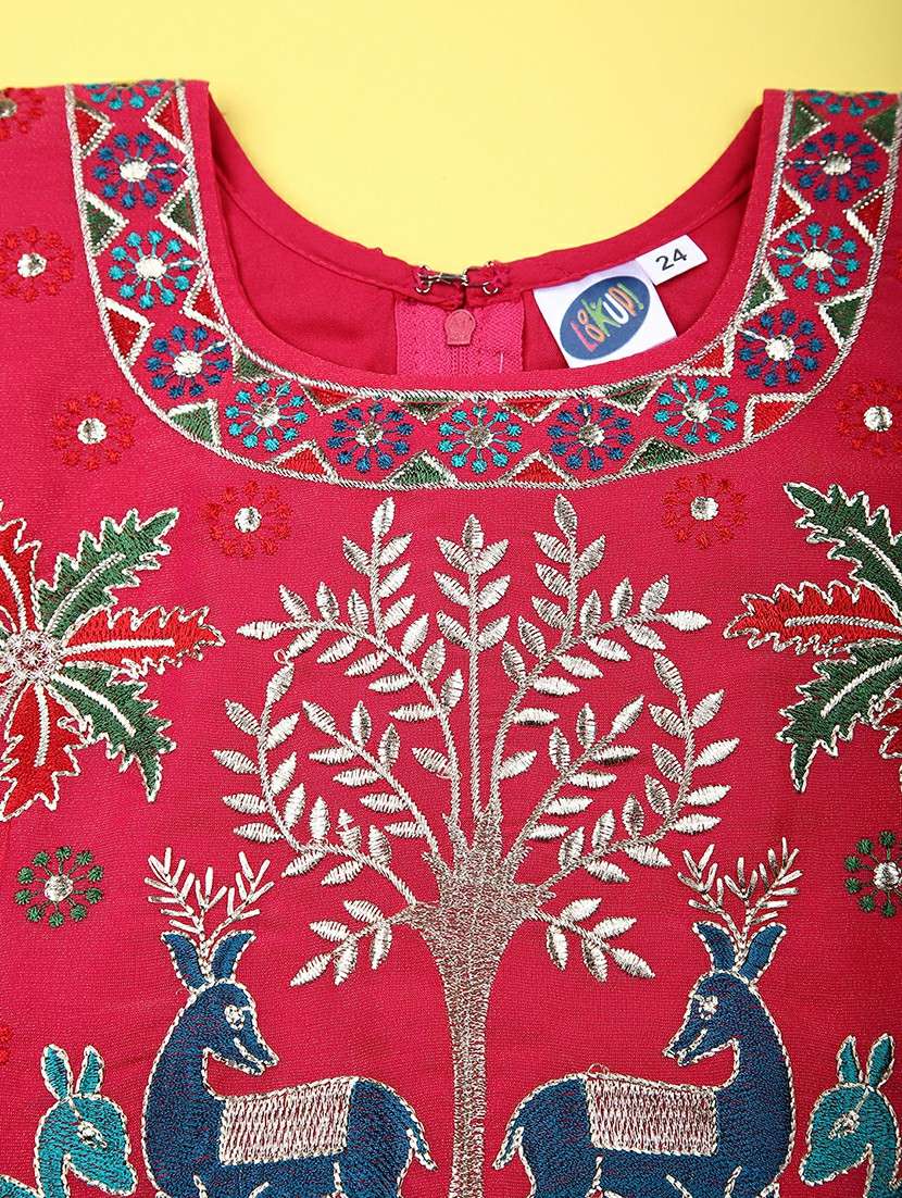 girls solid with work sleeveless lehenga choli set - 22083984 -  Standard Image - 3