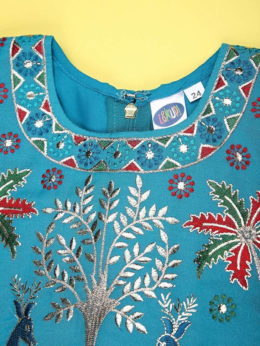 girls solid with work sleeveless lehenga choli set - 22083985 -  Standard Image - 3