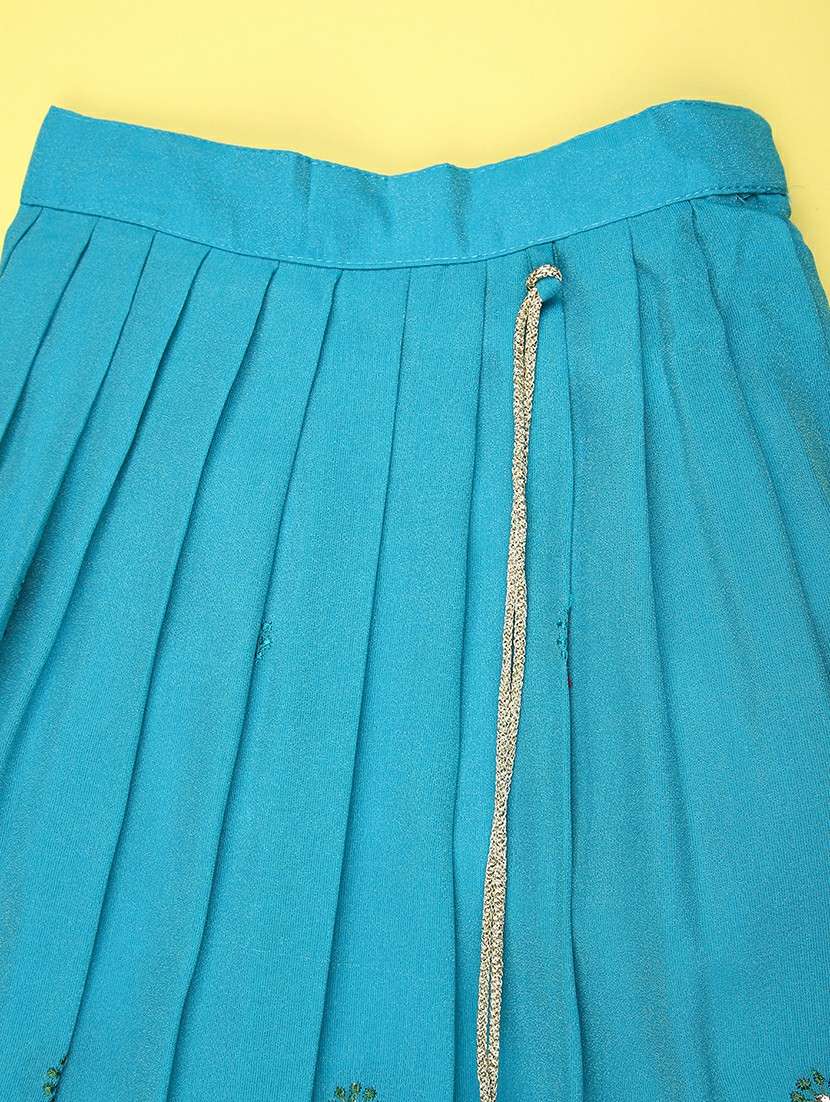 girls solid with work sleeveless lehenga choli set - 22083985 -  Standard Image - 5