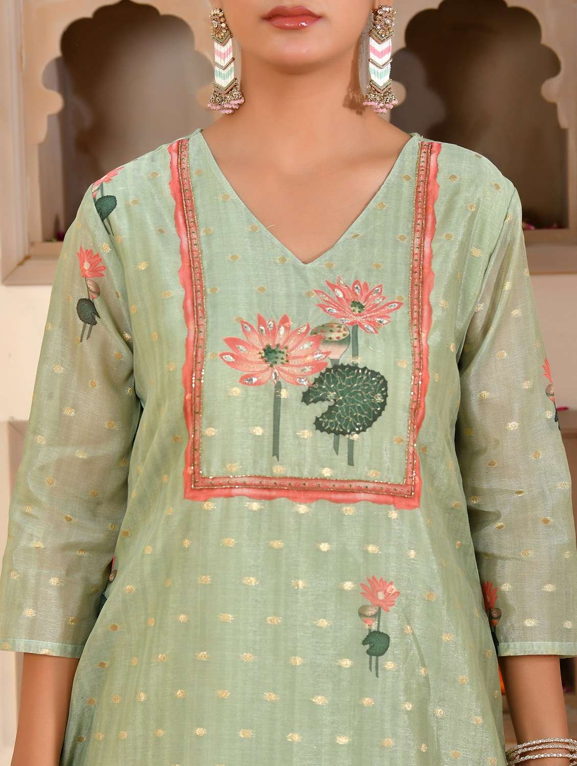 women floral three quarter sleeve kurta pant with dupatta set - 22084003 - Standard Image - 5