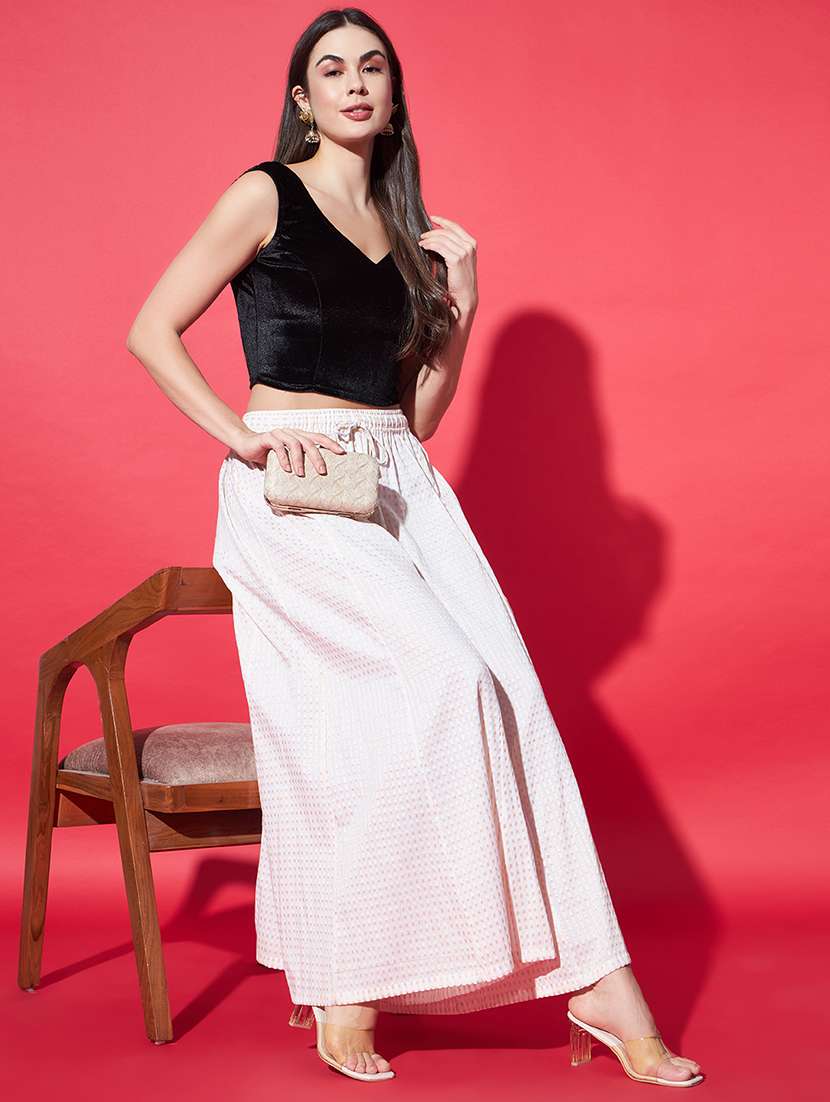 women solid sleeveless stitched velvet blouse - 22084030 - Standard Image - 3