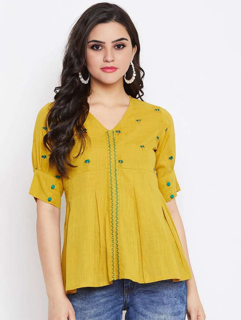 women embroidered short sleeve a-line top