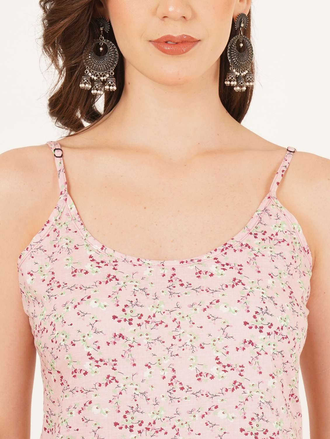 women floral printed shoulder strap straight kurti - 22084087 -  Standard Image - 8