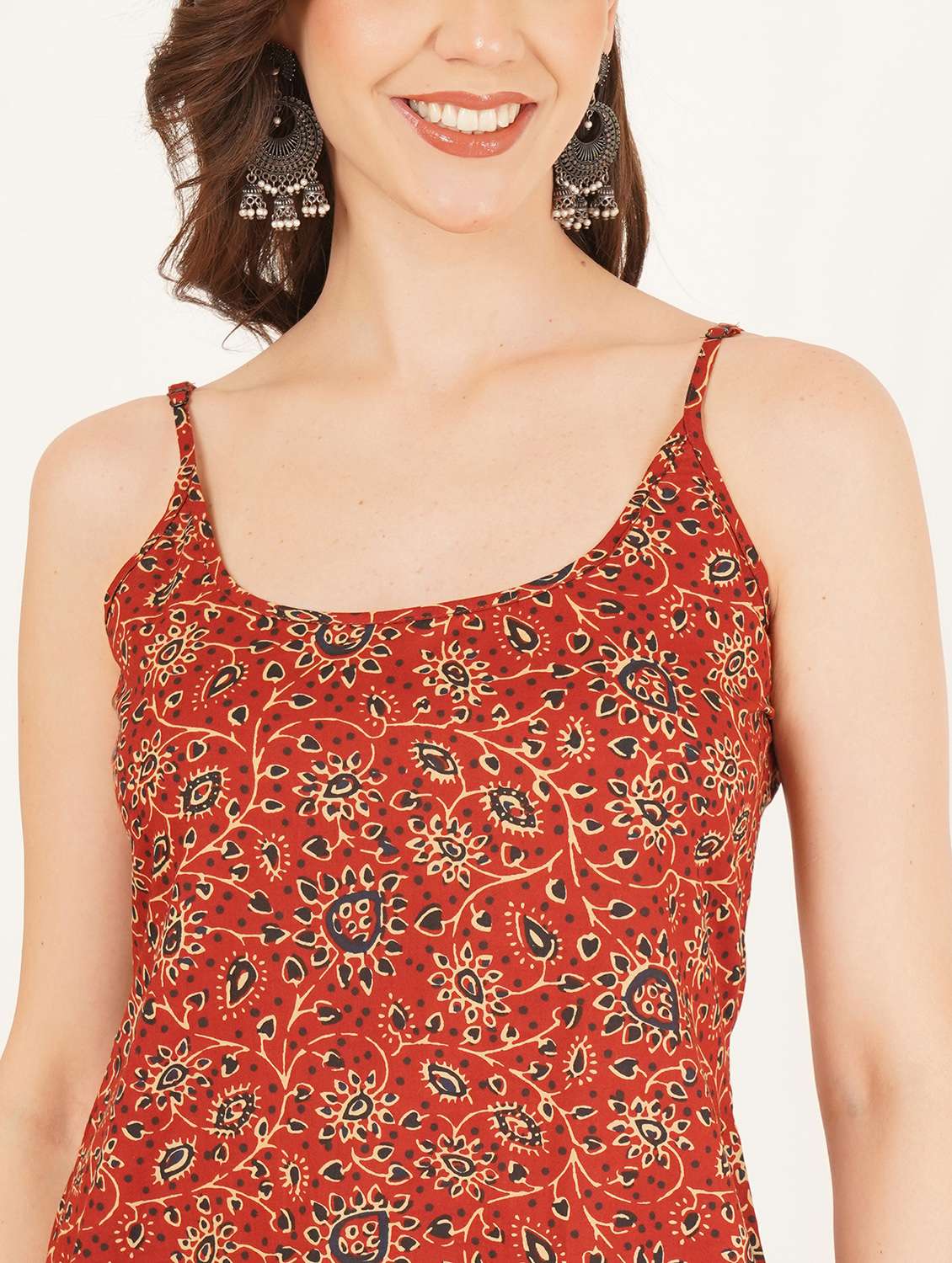 women printed shoulder strap straight kurti - 22084092 - Standard Image - 8