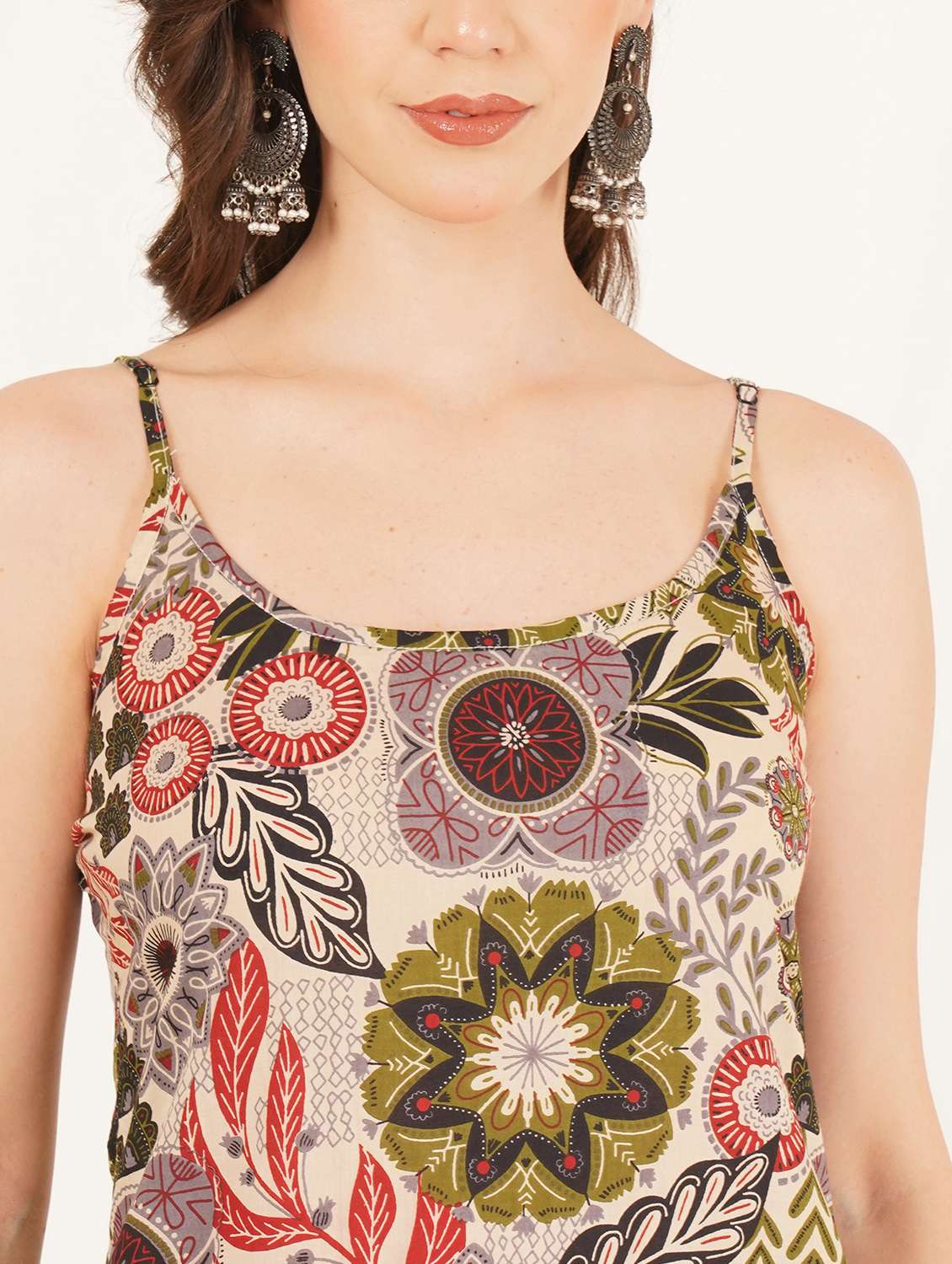 women printed shoulder strap straight kurti - 22084093 - Standard Image - 8