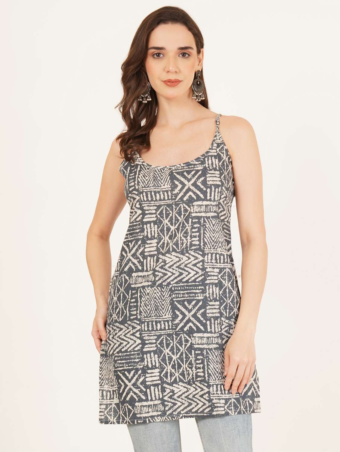 women printed shoulder strap straight kurti - 22084094 - Zoom Image - 0