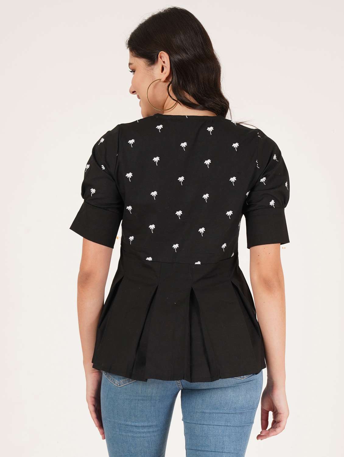 women embroidered puff sleeve peplum top - 22084101 -  Standard Image - 3