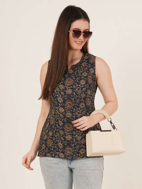 women printed sleeveless straight kurti - 22084115 -  Standard Image - 0