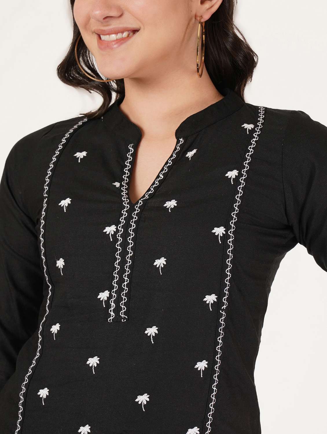 women embroidered three quarter sleeve straight kurti - 22084146 - Standard Image - 5