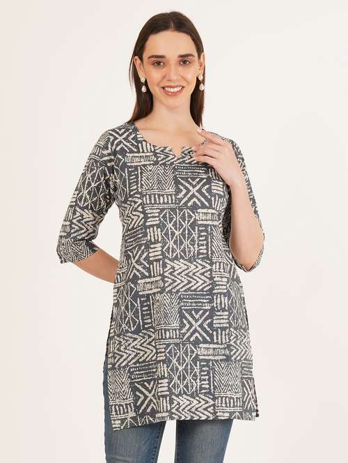 women printed three quarter sleeve straight kurti - 22084176 -  Standard Image - 0