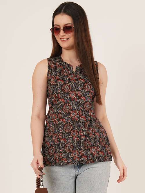 women printed sleeveless straight kurti - 22084184 -  Standard Image - 0