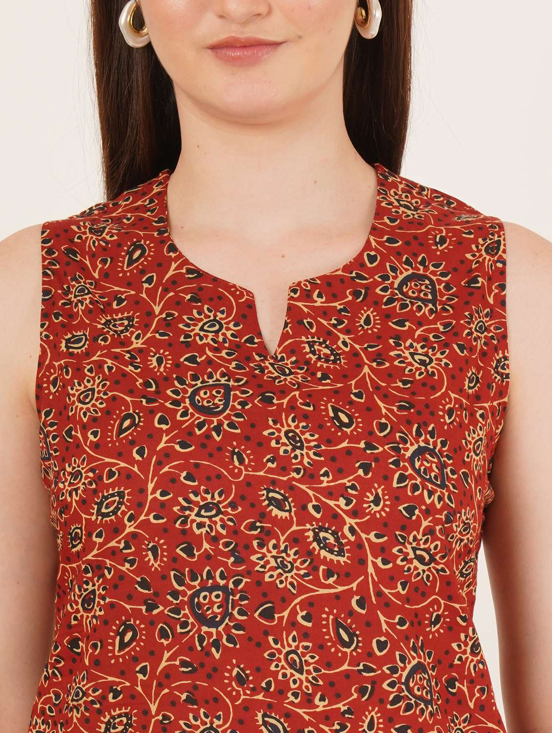 women printed sleeveless straight kurti - 22084186 -  Standard Image - 3