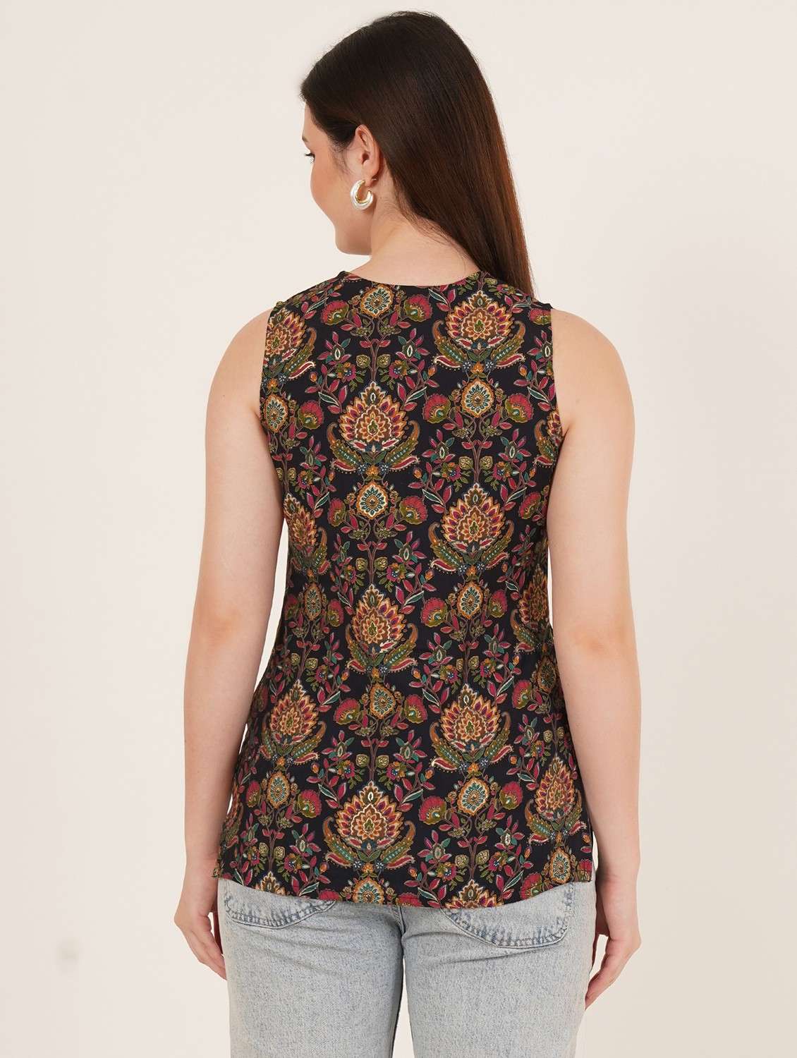 women printed sleeveless straight kurti - 22084188 - Standard Image - 3