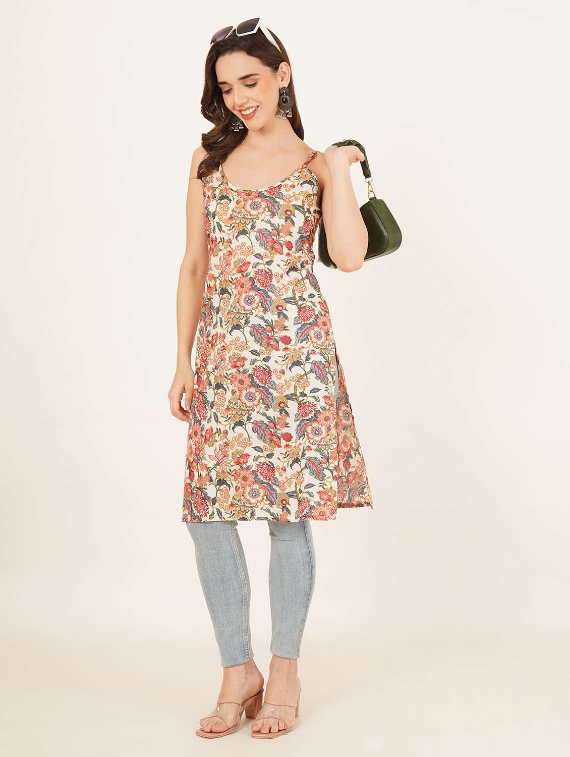 women floral printed sleeveless straight kurta - 22084200 - Standard Image - 5