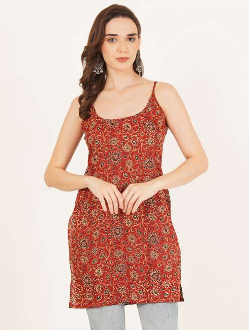women printed sleeveless straight kurti - 22084206 -  Standard Image - 0