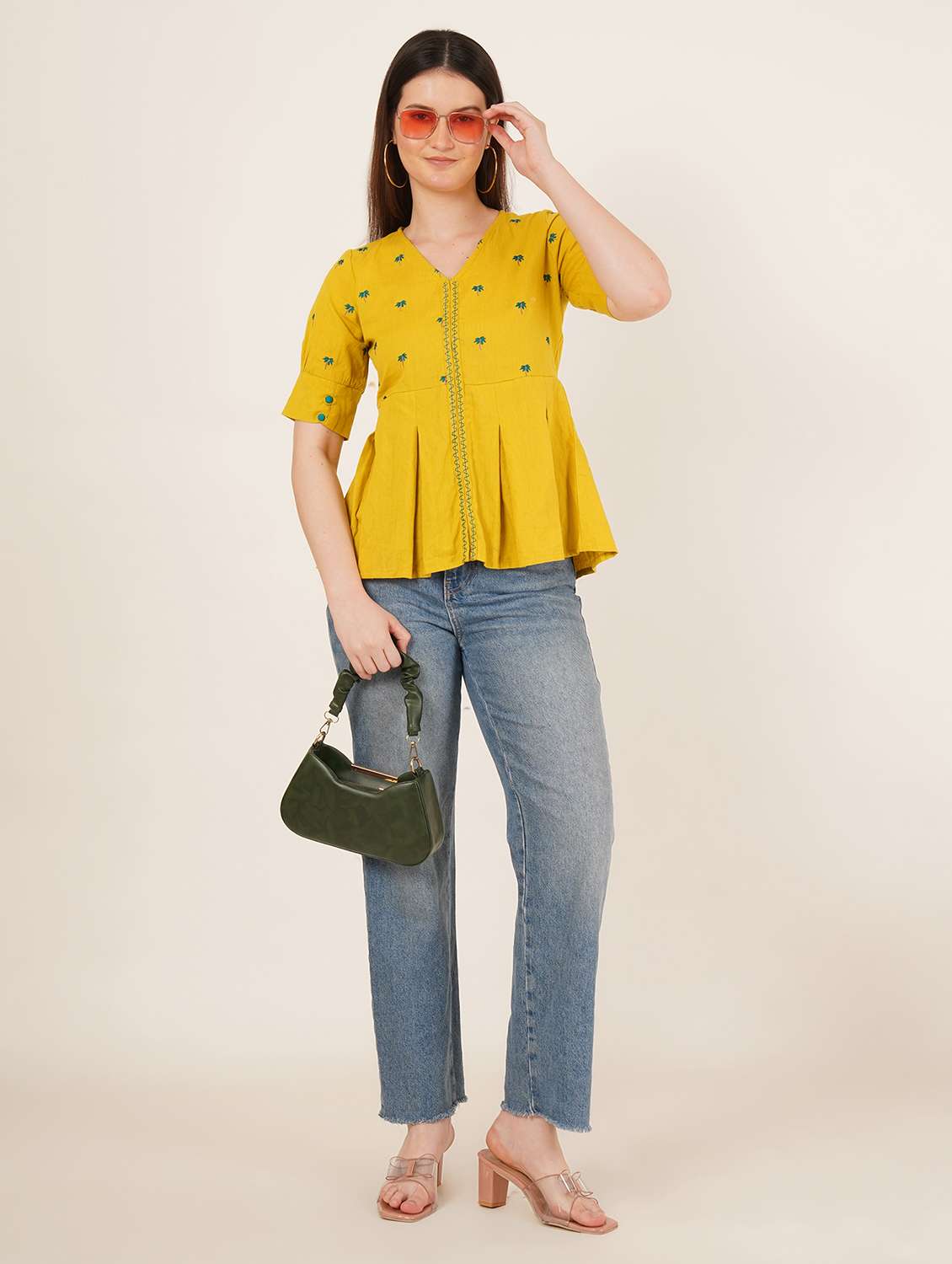 women embroidered puff sleeve a-line kurti - 22084216 - Standard Image - 5