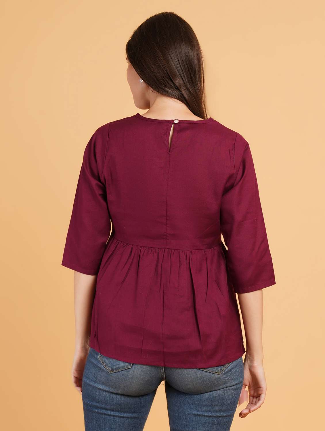 women embroidered three quarter sleeve a-line kurti - 22084218 - Standard Image - 3