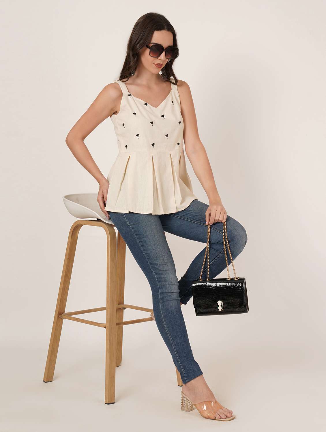 women embroidered shoulder strap a-line kurti - 22084225 - Standard Image - 5