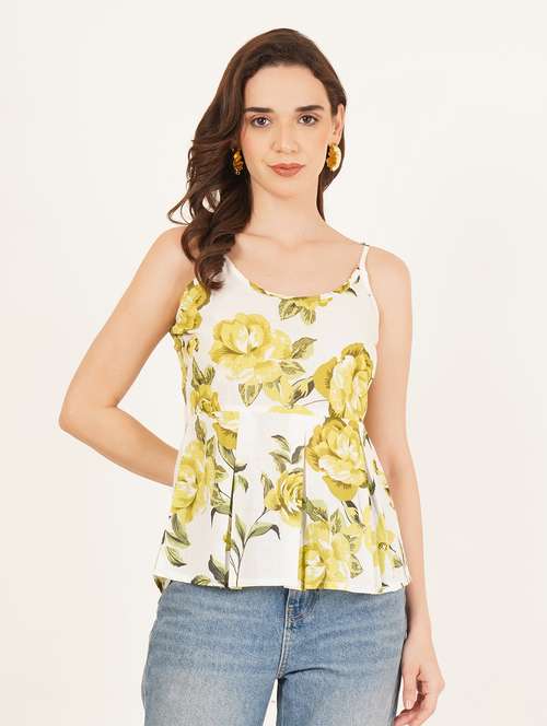 women printed shoulder strap a-line top - 22084232 - Standard Image - 0