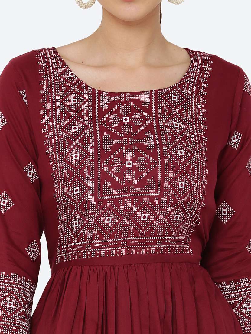 women embroidered three quarter sleeve flared dress - 22084242 - Standard Image - 3