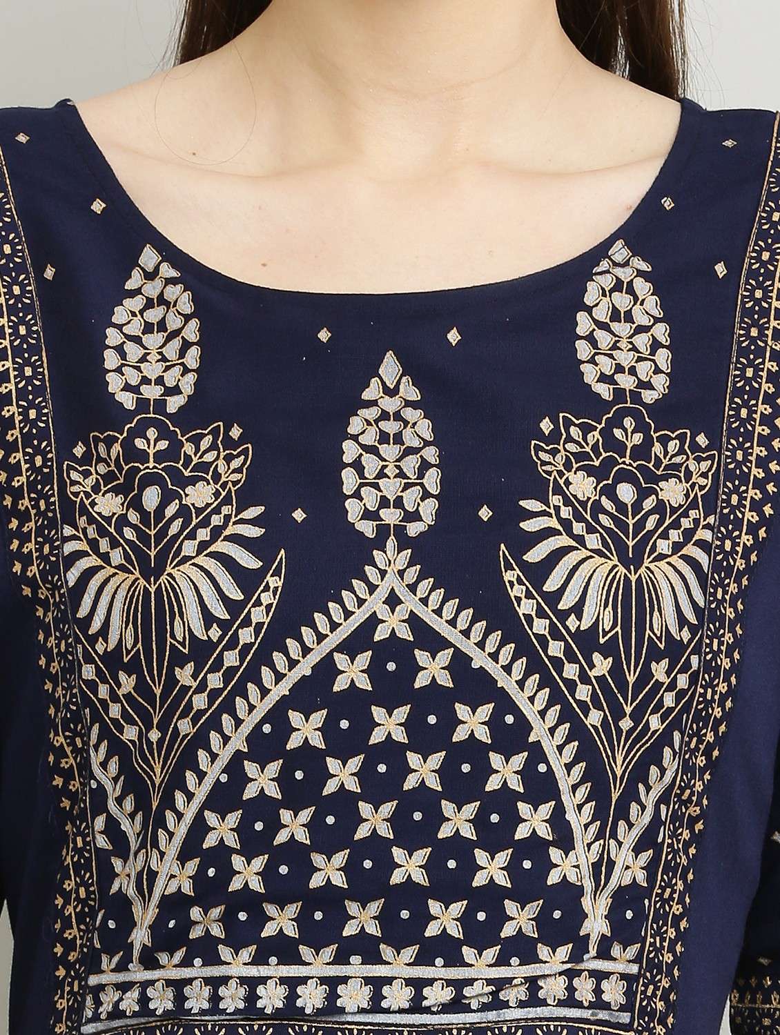 women printed three quarter sleeve a-line dress - 22084244 - Standard Image - 3