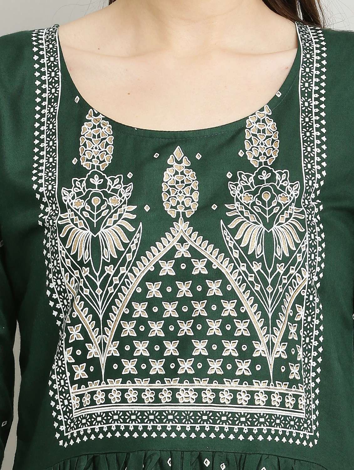 women printed three quarter sleeve a-line dress - 22084245 - Standard Image - 3