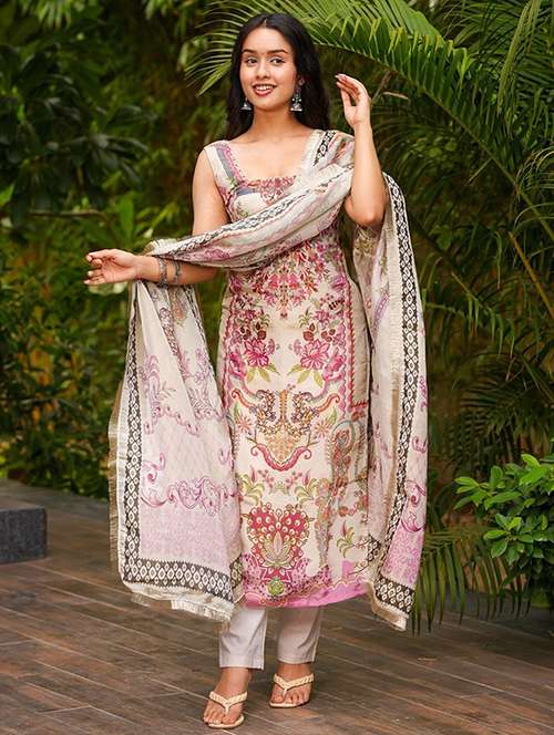 women printed sleeveless kurta pant with dupatta set - 22084531 -  Standard Image - 0