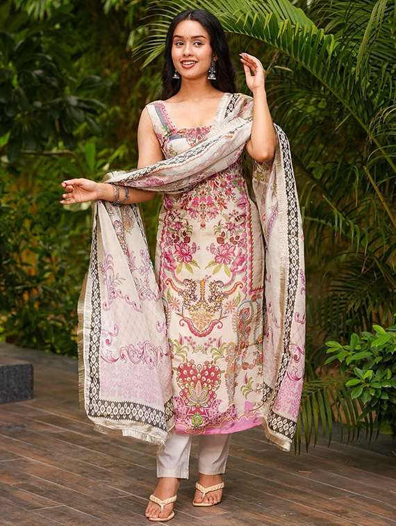 women printed sleeveless kurta pant with dupatta set - 22084531 -  Zoom Image - 0
