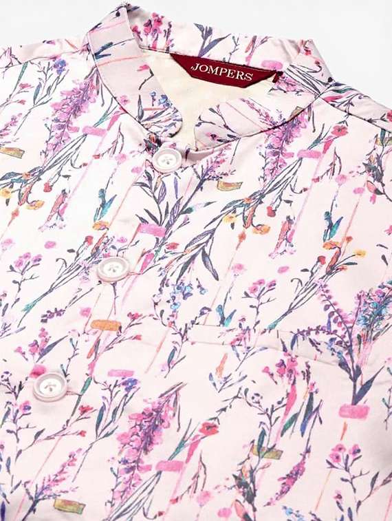 men floral printed sleeveless regular fit nehru jacket - 22084544 -  Standard Image - 3