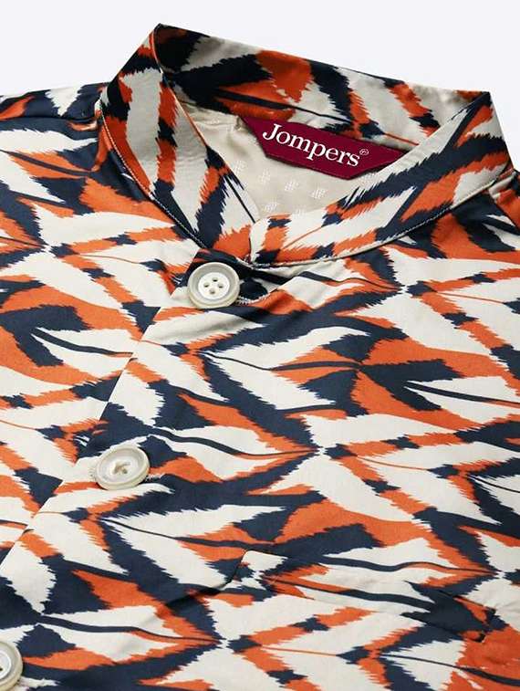 men printed sleeveless regular fit nehru jacket - 22084549 -  Standard Image - 3