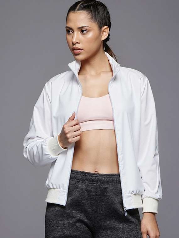 women white solid long sleeve bomber jacket - 22084559 -  Zoom Image - 0