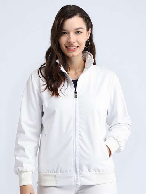 women white solid long sleeve bomber jacket - 22084562 - Standard Image - 0