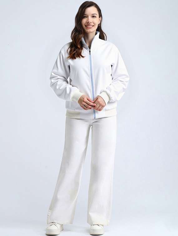 women white solid long sleeve bomber jacket - 22084562 - Standard Image - 3