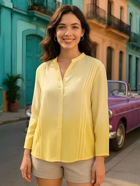 women ombre print mandarin collar regular fit shirt - 22084569 -  Zoom Image - 0